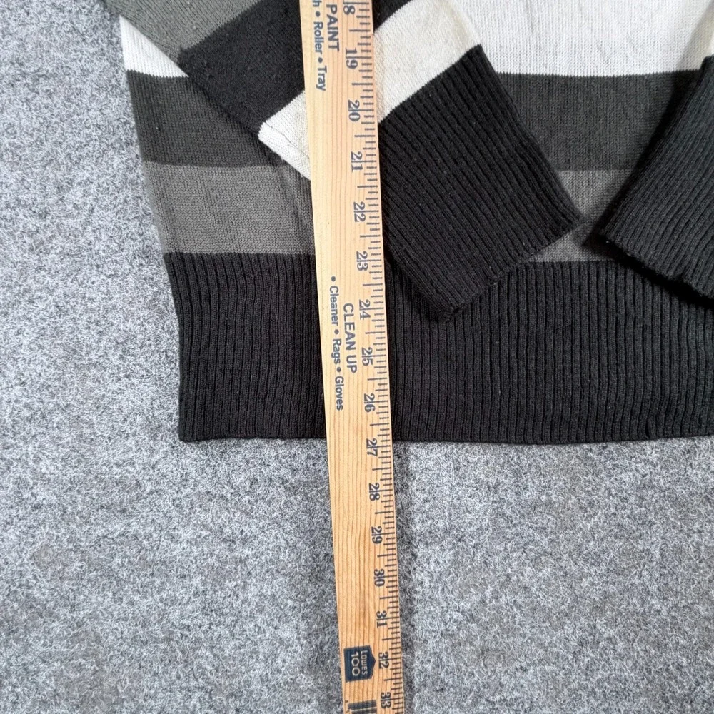 BKE Pullover Sweater‎ Mens L Black Gray White Striped Classic Office Wear Preppy